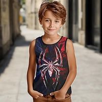 Boys 3D Animal Spider Tank SKirt Black 3D Print Summer Active Fashion Cool Polyester Kids 3-12 Years Crew Neck Outdoor Street Indoor Tailored Fit Lightinthebox