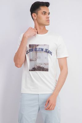 Mens Satin Basketball Photo Print Tee White Mens Satin Basketball Photo Print Tee White