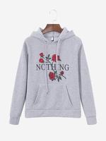 Flower Letters Printed Women Hoodies