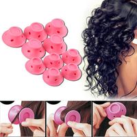 10Pcs Silicone Curling Tool DIY Peco Roll Hair Style Roller Curler Pink