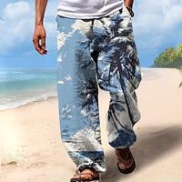 Men's Hawaiian Pants Trousers 3D Print Straight Leg Trousers Mid Waist Drawstring Elastic Waist Holiday Beaches Summer Spring Fall Relaxed Fit Inelastic Lightinthebox