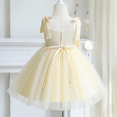 Kids Girls' Dress Solid Color Sleeveless Formal Performance Party Fashion Cute Polyester Cotton Blend Summer Spring 2-12 Years Light Blue Black Yellow Lightinthebox