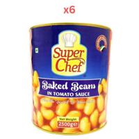 Super Chef Baked Beans Tomato Sauce 2500Gm (Pack Of 6)
