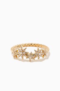 Starburst Cluster Band Ring with Pavé Diamonds 18kt Yellow Gold