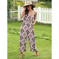 Women's Casual / Daily 2021 Purple Brown Jumpsuit Print miniinthebox - thumbnail