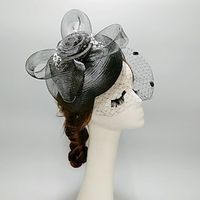 Fascinators Net Ladies Day Melbourne Cup Headpieces With Cap Headpiece Headwear Lightinthebox - thumbnail