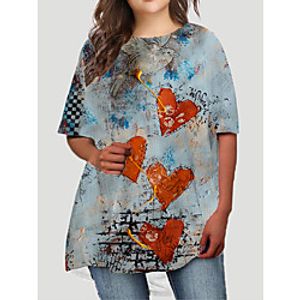 Women's Plus Size Dress T Shirt Dress Tee Dress Short Mini Dress Half Sleeve Graphic Heart Print Basic Fall Spring Summer Blue Green XL XXL 3XL 4XL 5XL Lightinthebox