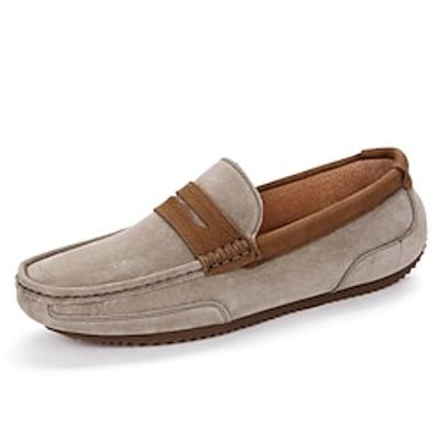 Men's Loafers  Slip-Ons Suede Shoes Penny Loafers Driving Loafers Comfort Shoes Casual Outdoor Daily Suede Loafer Black Light Grey Khaki Summer Spring Lightinthebox