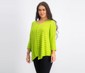 Womens 3/4 Sleeve Stripe Top  Lime Green