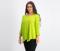 Womens 3/4 Sleeve Stripe Top  Lime Green - thumbnail