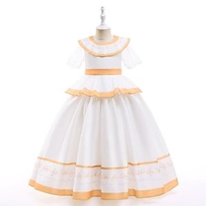 Kids Toddler Little Girls' Dress Patchwork A Line Dress Party Performance Lace Patchwork White Maxi Short Sleeve Elegant Princess Dresses Spring Summer Regular Fit 2-8 Years miniinthebox