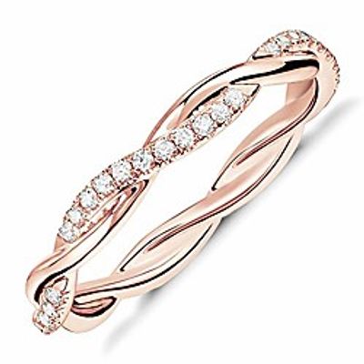 14k gold plated sterling silver cubic zirconia twisted rope eternity band rose gold for women size 8 Lightinthebox