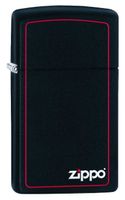Zippo 1618ZB Slim Black Matte with Red Border with Zippo Logo Windproof Lighter