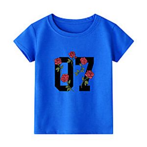 Kids Girls' T shirt Short Sleeve Black White Blue Graphic Letter Print White Blue Red Children Tops Summer Active Daily Wear Children's Day Regular Fit 2-9 Years Lightinthebox