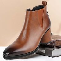 Men's Boots Chelsea Boots Walking Casual Daily Party  Evening Suede Cowhide Warm Loafer Maroon Light Brown Black Fall Winter Lightinthebox - thumbnail