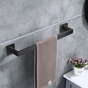Bath Towel Bar,SUS304 Stainless Steel Towel Rack for Bathroom,Bathroom Accessories Towel Rod Heavy Duty Wall Mounted Towel Holder (Matte Black) miniinthebox