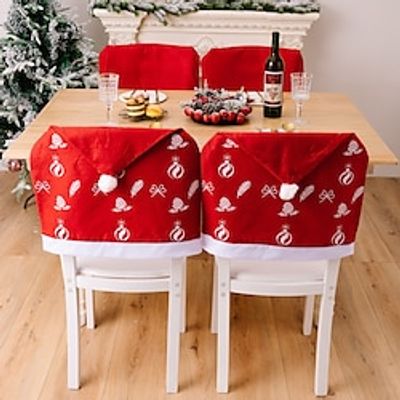 Christmas Hat Dining Chair Slipcovers, XMAS Chair Back Covers Kitchen Chair Covers for Christmas Holiday Festival Decoration Lightinthebox Christmas Hat Dining Chair Slipcovers, XMAS Chair Back Covers Kitchen Chair Covers for Christmas Holiday Festival Decoration Lightinthebox