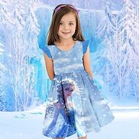 Girls' 3D Princess Ruffle Dress Blue Sleeveless 3D Print Summer Daily Cute Sweet Kids 3-12 Years Party Dress Casual Dress Knee-length Polyester Regular Fit Lightinthebox