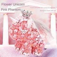 Romantic Toys DIY Building Blocks Decoration Flower Unicorn Small Building Block Assembly Toy Decoration Creative Birthday Gift For Girl Christmas Gift Party Holiday Table Decoration Day Valentine's Day Lightinthebox - thumbnail