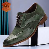 Men's Oxfords Formal Shoes Brogue Dress Shoes British Gentleman Office Career Party Evening Leather Italian Full-Grain Cowhide Comfortable Slip Resistant Lace-up Dark Green Lightinthebox