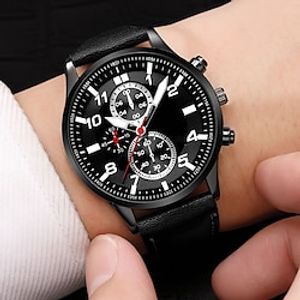 Men Quartz Watch Minimalist Large Dial Outdoor Casual Analog Wristwatch Quilted PU Leather Watch Male Clock miniinthebox