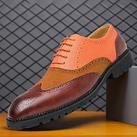 Men's Oxfords Derby Shoes Retro Formal Shoes Brogue Walking Casual Daily Leather Comfortable Booties / Ankle Boots Loafer Black Orange Green Spring Fall miniinthebox - thumbnail