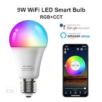 Smart Light Bulb WiFi  Bluetooth Connect RGBCW Color Changing Dimmable LED Bulbs A19 E26 9W (80W Equivalent) Works with Alexa Google Home Siri Shortcut No Hub Required Lightinthebox - thumbnail