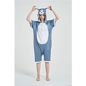Adults' Kigurumi Pajamas Husky Onesie Pajamas Pure Cotton Blue Cosplay For Men and Women Animal Sleepwear Cartoon Festival / Holiday Costumes miniinthebox