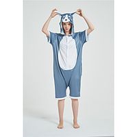 Adults' Kigurumi Pajamas Husky Onesie Pajamas Pure Cotton Blue Cosplay For Men and Women Animal Sleepwear Cartoon Festival / Holiday Costumes miniinthebox - thumbnail