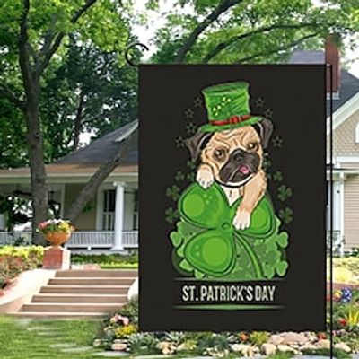 Saint Patrick Day Garden Flag 12x18Inch Outdoor Decorations Welcome Garden Patio Flag Lucky Clover Yard Irish Man Flag Double Sided Holiday Outdoor Flags 1pc Lightinthebox