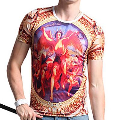 Men's Unisex Tee T shirt 3D Print Graphic Prints Vintage Plus Size Print Short Sleeve Casual Tops Cotton Basic Designer Big and Tall Black / White Gray / Navy Red miniinthebox