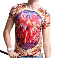 Men's Unisex Tee T shirt 3D Print Graphic Prints Vintage Plus Size Print Short Sleeve Casual Tops Cotton Basic Designer Big and Tall Black / White Gray / Navy Red miniinthebox - thumbnail