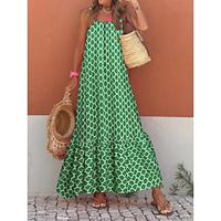 Women's Casual Dress Swing Dress Slip Dress Plaid Color Block Print Strap Long Dress Maxi Dress Stylish Daily Date Sleeveless Summer Lightinthebox