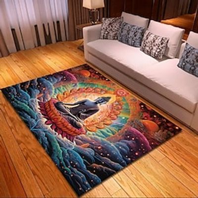 Blacklight Rug UV Reactive Glow in the Dark Area Rug Kitchen Mat Non-Slip Oil Proof Trippy Buddha Floor Mat Livingroom Rug Indoor Outdoor Mat Bedroom Decor Bathroom Mat Entrance Rug Door Mat Lightinthebox