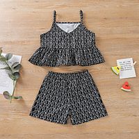 Toddler Girls' Clothing Set Sleeveless Black Black  White Paisley Daily Wear Boho Short 2-6 Years miniinthebox - thumbnail