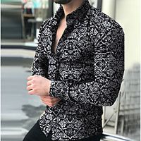 Men's Shirt Geometric Long Sleeve Sports Tops Gray Royal Blue Black miniinthebox - thumbnail