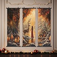 1pc Christmas Poster with Hangers Wall Art Canvas Posters Art For Home Living Room Decoration Wall Art Decor Lightinthebox - thumbnail