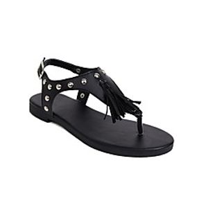 Women's Flats Boho Bohemia Beach Comfort Shoes Flat Heel Faux Leather Black Lightinthebox