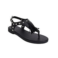 Women's Flats Boho Bohemia Beach Comfort Shoes Flat Heel Faux Leather Black Lightinthebox - thumbnail
