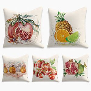 Fruit Pomegranate Cushion Cover 5PC Faux Linen Soft Throw Pillow Cover Cushion Case Pillowcase for Bedroom 45 x 45 cm (18 x 18 Inch) Machine Washable Double Side  Faux Linen for Sofa Couch Bed Chair miniinthebox