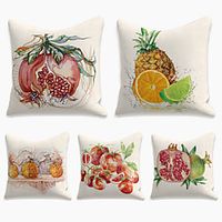 Fruit Pomegranate Cushion Cover 5PC Faux Linen Soft Throw Pillow Cover Cushion Case Pillowcase for Bedroom 45 x 45 cm (18 x 18 Inch) Machine Washable Double Side  Faux Linen for Sofa Couch Bed Chair miniinthebox - thumbnail