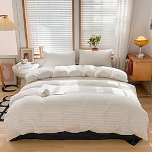 Solid Color Washing Sanding Duvet Cover Set Bedding Set Luxury Soft Microfiber Comforter Cover Queen Size 4 Piece Bedding Set 1 Duvet Cover 1 Bed Sheet 2 Pillowcases) coverlet miniinthebox