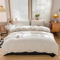 Solid Color Washing Sanding Duvet Cover Set Bedding Set Luxury Soft Microfiber Comforter Cover Queen Size 4 Piece Bedding Set 1 Duvet Cover 1 Bed Sheet 2 Pillowcases) coverlet miniinthebox - thumbnail