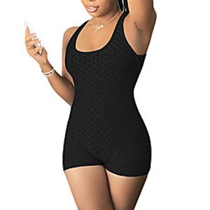 Women's Ordinary Sporty Look Black Orange Gray Romper Solid Colored Lightinthebox