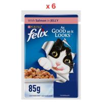 Purina Felix As Good As It Looks Adult Cat Wet Food Salmon 85g (Pack Of 6)