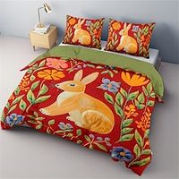 100% Cotton Medieval Quilt Art Rabbit Pattern Ducvet Cover Set Soft 3-Piece Luxury Bedding Set Home Decor Gift Lightinthebox - thumbnail