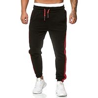 Men's Sweatpants Joggers Outdoor Daily Comfortable Drawstring Pocket Drawstring Side Stripe Color Block Full Length Fashion Casual Activewear Black White Stretchy Lightinthebox - thumbnail