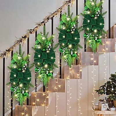 Artificial Christmas Staircase Flower Ring Wreath Stairs Door Hanging Decoration 6030CM with 3M 30LED Light (without 2AA Battery) Lightinthebox