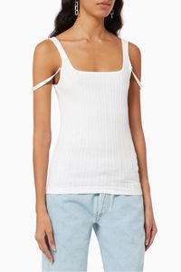 Square Neck Tank Top in Rib-knit