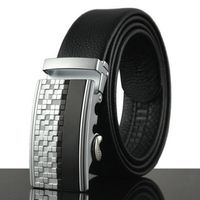 125-130CM Men Business Genuine Leather Belt Durable Automatic Buckle Belt